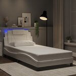 vidaXL Cadre de lit avec lumières LED blanc 100x200 cm similicuir
