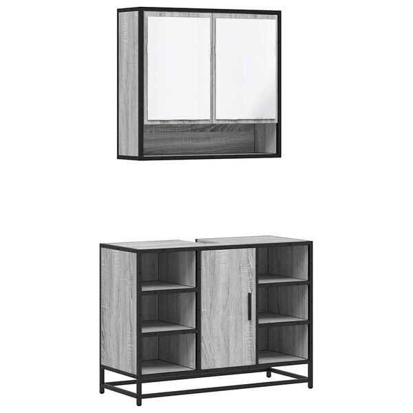 vidaXL Ensemble de meubles de salle de bain 2 Pièces Sonoma gris