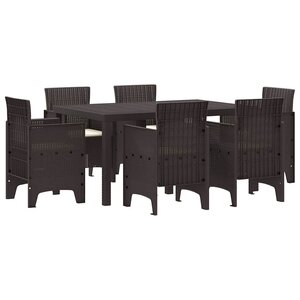 vidaXL Ensemble de salle à manger pour jardin 7 Pièces Marron Rattan Polt