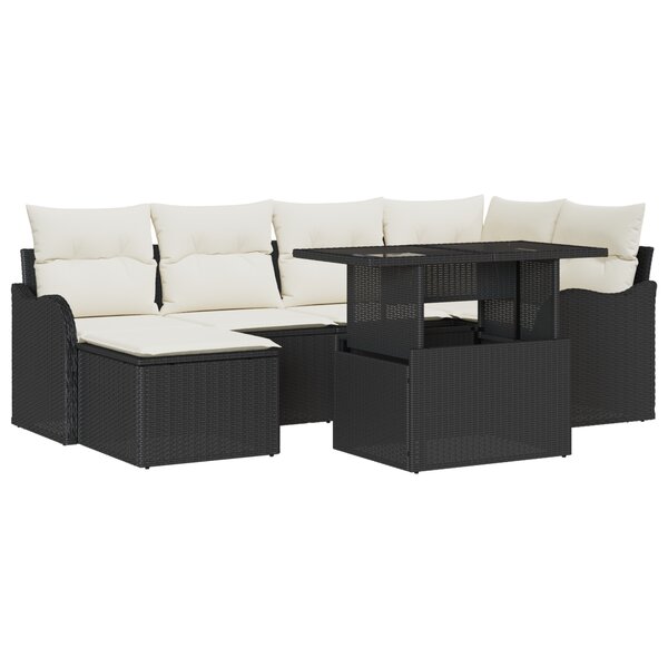 vidaXL Ensemble de Canapés de Jardin 7 Pièces en Rattan Synthétique Noir