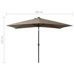 vidaXL Parasol avec LED et mât en acier Taupe 2x3 m