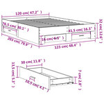 vidaXL Cadre de lit avec tiroirs sans matelas gris béton 120x200 cm