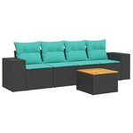 vidaXL Salon de jardin 5 Pièces avec coussins noir résine tressée