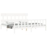vidaXL Cadre de lit avec tête de lit blanc Super King Size bois massif
