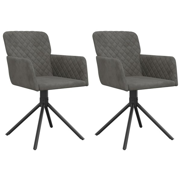 vidaXL Chaises pivotantes à manger lot de 2 Gris foncé Velours