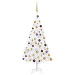 vidaXL Arbre de Noël artificiel pré-éclairé et boules blanc 120 cm PVC