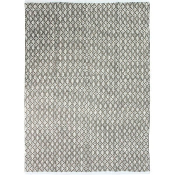 Tapis Terra - 120 x 170 cm - Bande croisillons blanc et sable