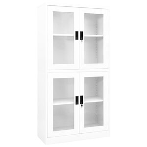 vidaXL Armoire de bureau Blanc 90x40x180 cm Acier et verre trempé