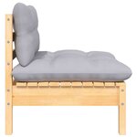 vidaXL Salon de jardin 3 Pièces avec coussins gris Bois de pin massif