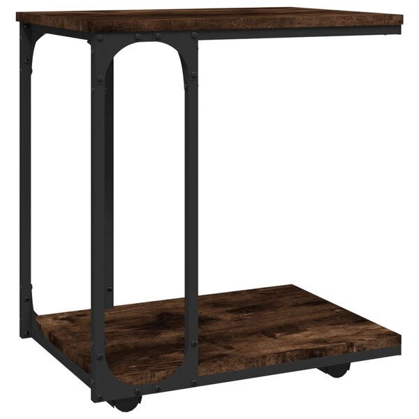 vidaXL Table d'appoint à roues Chêne fumé 50x35x55 5 cm