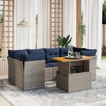 vidaXL Salon de jardin 7 Pièces avec coussins gris résine tressée