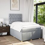 vidaXL Sommier à lattes de lit et matelas gris clair 120x190 cm tissu