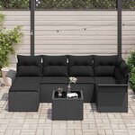 vidaXL Ensemble de canapé de jardin avec stockage 7 Pièces Noir polyrotin