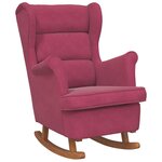 vidaXL Fauteuil à bascule à oreilles en velours rouge vin bois massif