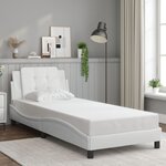 vidaXL Cadre de lit avec LED sans matelas Zadar blanc 100x200 cm
