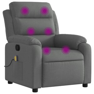 vidaXL Fauteuil inclinable de massage gris foncé tissu