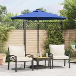vidaXL Parasol de jardin LED mât en acier bleu azuré 225x225x212 cm