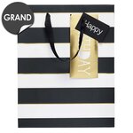 Sac cadeau grand format anniversaire rayures noir - draeger paris