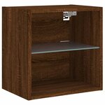 vidaXL Tables de chevet murales avec lumières LED 2 Pièces chêne marron