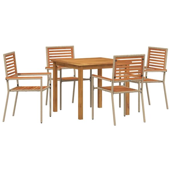 vidaXL Ensemble de salle à manger pour jardin 5 Pièces Beige Poly rotin