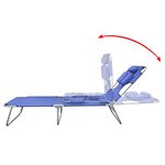 vidaXL Chaise longue avec coussin de tête Acier enduit de poudre Bleu