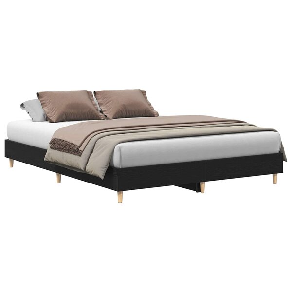 vidaXL Cadre de lit Chêne noir 203 x 143 x 25 cm Bois d'ingénierie