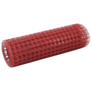 vidaXL Grillage Acier avec revêtement en PVC 25x0 5 m Rouge