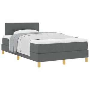vidaXL Lit à ressorts avec coussin Gris foncé 120 x 190 cm tissu