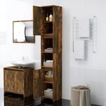 vidaXL Armoire de bain Chêne fumé 30x30x183 5 cm Bois d'ingénierie