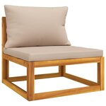 vidaXL Salon de jardin 5 Pièces avec coussins taupe bois massif