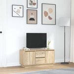 vidaXL Meuble TV avec lumières LED chêne sonoma 100x41x50 cm