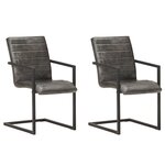 vidaXL Chaises à manger cantilever lot de 2 gris cuir véritable