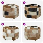 vidaXL Pouf cuir de chèvre Rond 50 x 50 x 45 cm