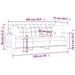 vidaXL Canapé 3 places avec oreillers décoratifs noir 180cm similicuir