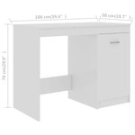 Bureau table poste de travail meuble d'ordinateur informatique étude brillant 100 x 50 x 76 cm bois d’ingénierie blanc 02_0023535