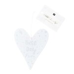 Pendentif cœur en bois blanc et écriture argentée - best day ever