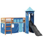 vidaXL Lit mezzanine enfants avec tour bleu 90x200 cm bois pin massif