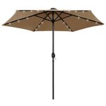 vidaXL Parasol de jardin avec lumières LED et mât en aluminium taupe
