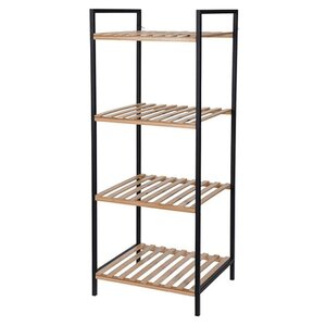 Bathroom Solutions Support de rangement et 4 étagères Bambou et acier