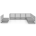 vidaXL Salon de jardin 9 Pièces gris bois de pin massif