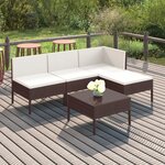 vidaXL Salon de jardin 5 Pièces avec coussins résine tressée marron