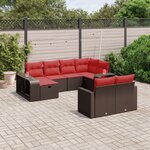 vidaXL Salon de jardin 10 Pièces avec coussins marron résine tressée