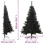 vidaXL Demi sapin de Noël artificiel avec support Noir 150 cm PVC