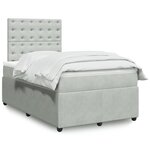 vidaXL Sommier à lattes de lit et matelas Gris clair 120x200cm Velours