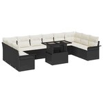 vidaXL Ensemble de canapé de jardin avec coussin avec oreiller 11 Pièces Noir Marron