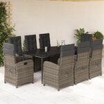vidaXL Ensemble à manger de jardin 9 Pièces coussins gris résine tressée