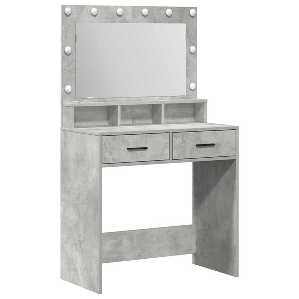vidaXL Table de Toilette Gris béton 79 x 41 x 135 cm Bois d'ingénierie
