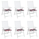 vidaXL Coussins de chaise de jardin 6 Pièces carreaux rouges 40x40x3 cm