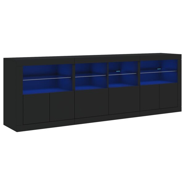 vidaXL Buffet avec lumières LED noir 202x37x67 cm