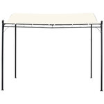 Pergola tonnelle de jardin auvent 2 97 x 2 97 m adossable métal noir polyester anti-UV beige